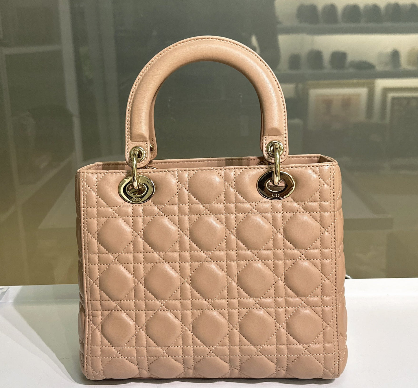 Medium Lady Dior Bag Milk Cannage Lambskin