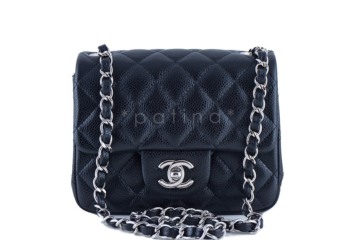 Chanel Caviar Mini Flap, Black Square 2.55 Classic Bag SHW