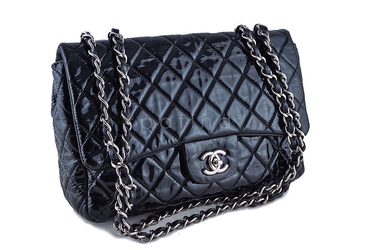Chanel Jumbo Classic Flap, Black Soft Patent 2.55 Bag