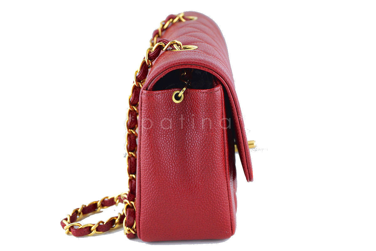 Chanel Red Caviar Vintage Quilted Classic "Diana" Flap Bag