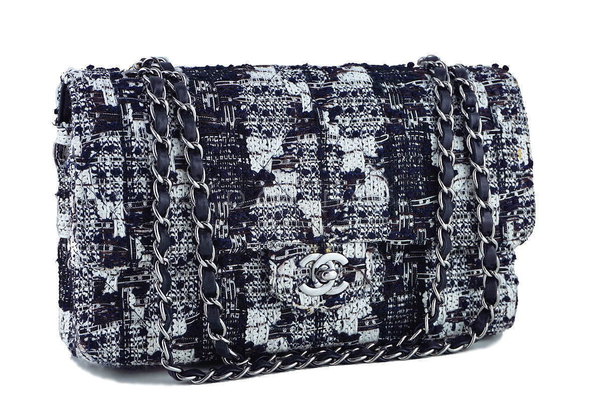 Chanel Gray Tweed Medium Classic 2.55 Double Flap Bag