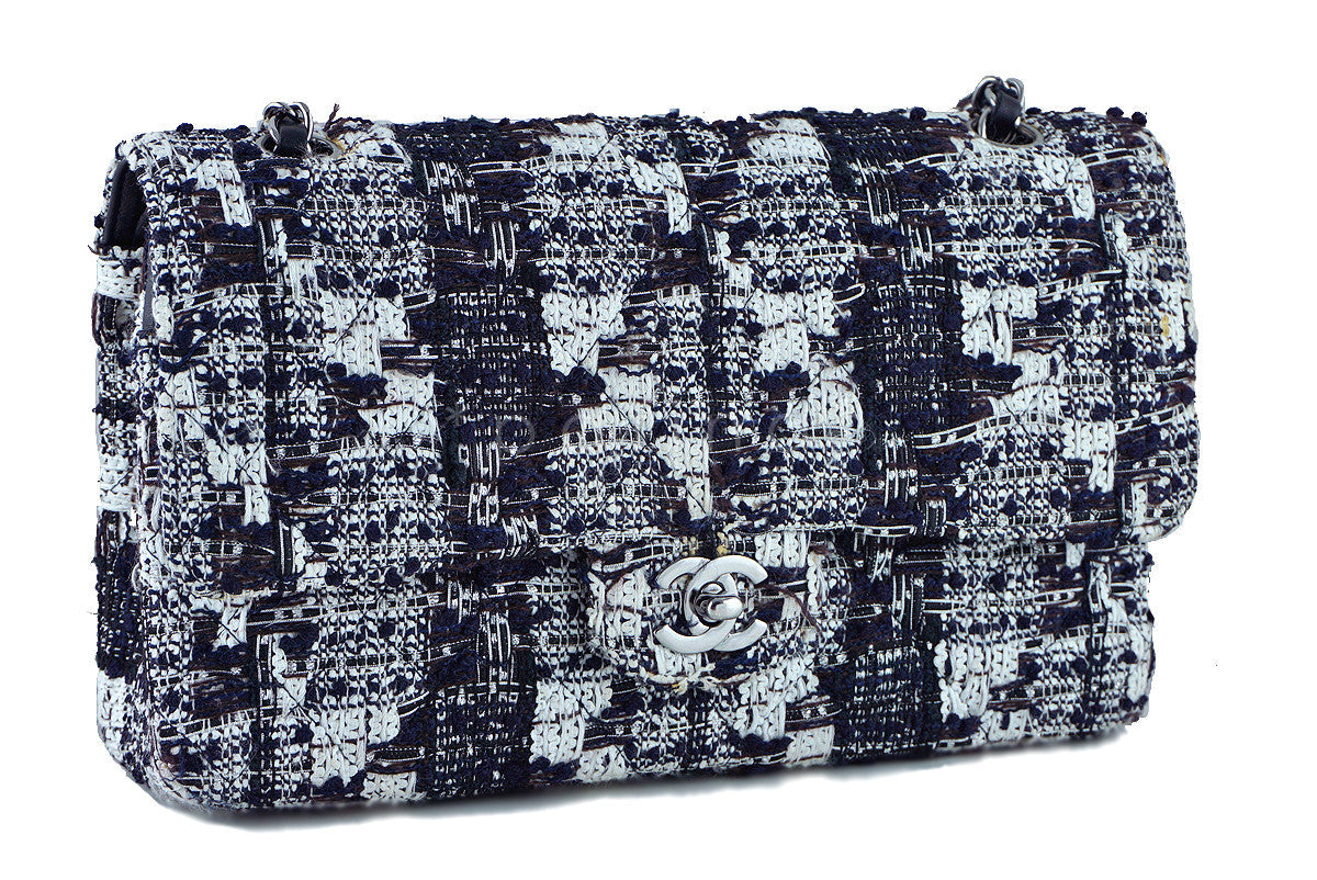 Chanel Gray Tweed Medium Classic 2.55 Double Flap Bag