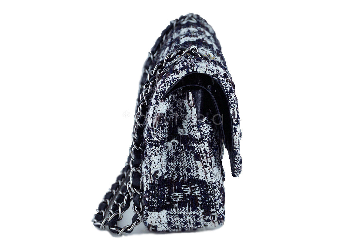 Chanel Gray Tweed Medium Classic 2.55 Double Flap Bag
