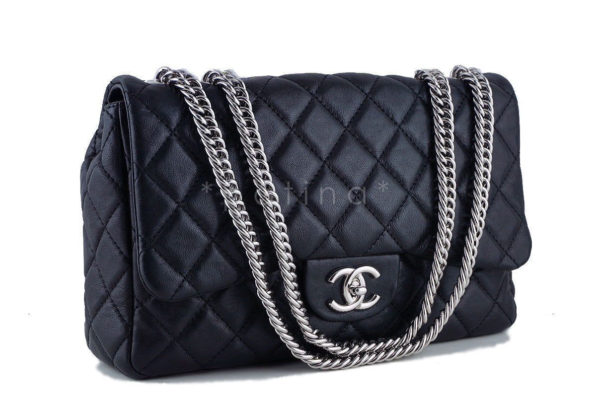 Chanel Black Jumbo Classic 2.55 Flap with Bijoux Chain Bag