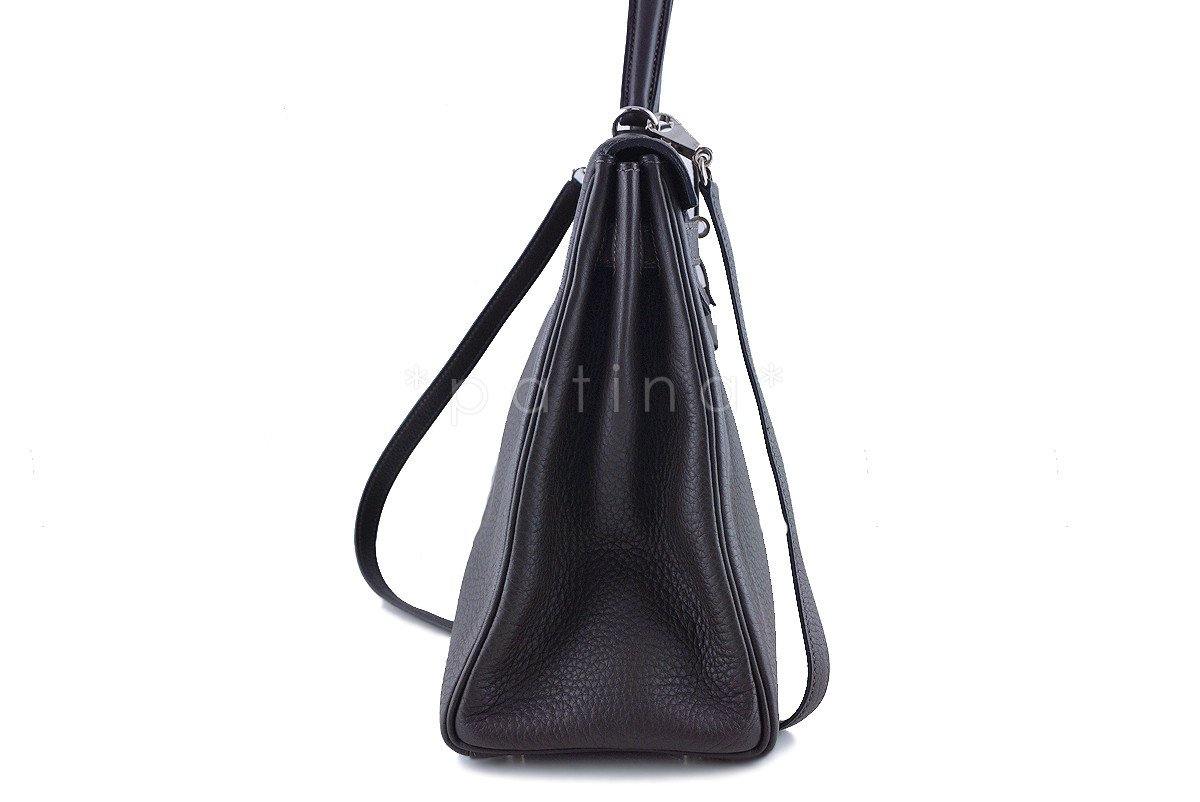 Hermes Fjord Ebene Dk Brown 35cm Kelly Retourne Bag