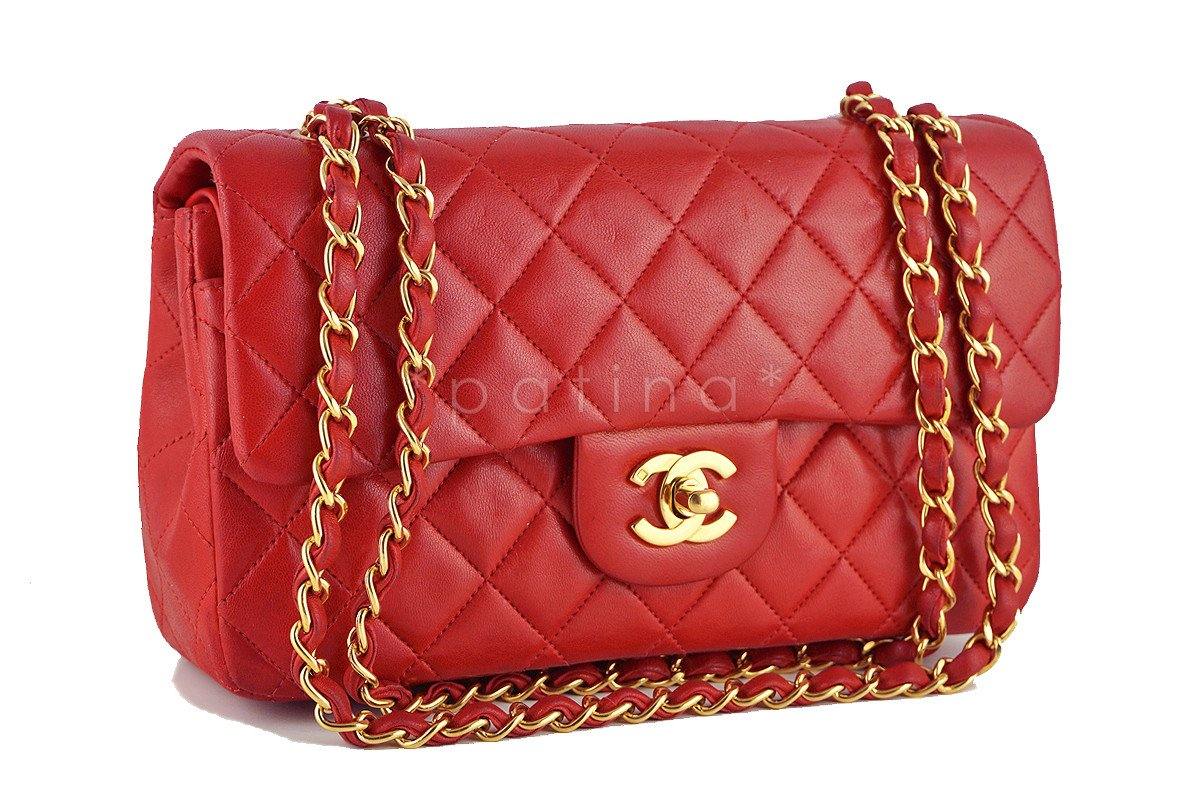 Chanel Red Lambskin Medium-Small Classic 2.55 Double Flap Bag