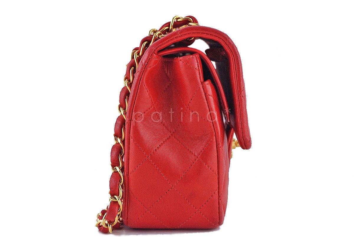 Chanel Red Lambskin Medium-Small Classic 2.55 Double Flap Bag