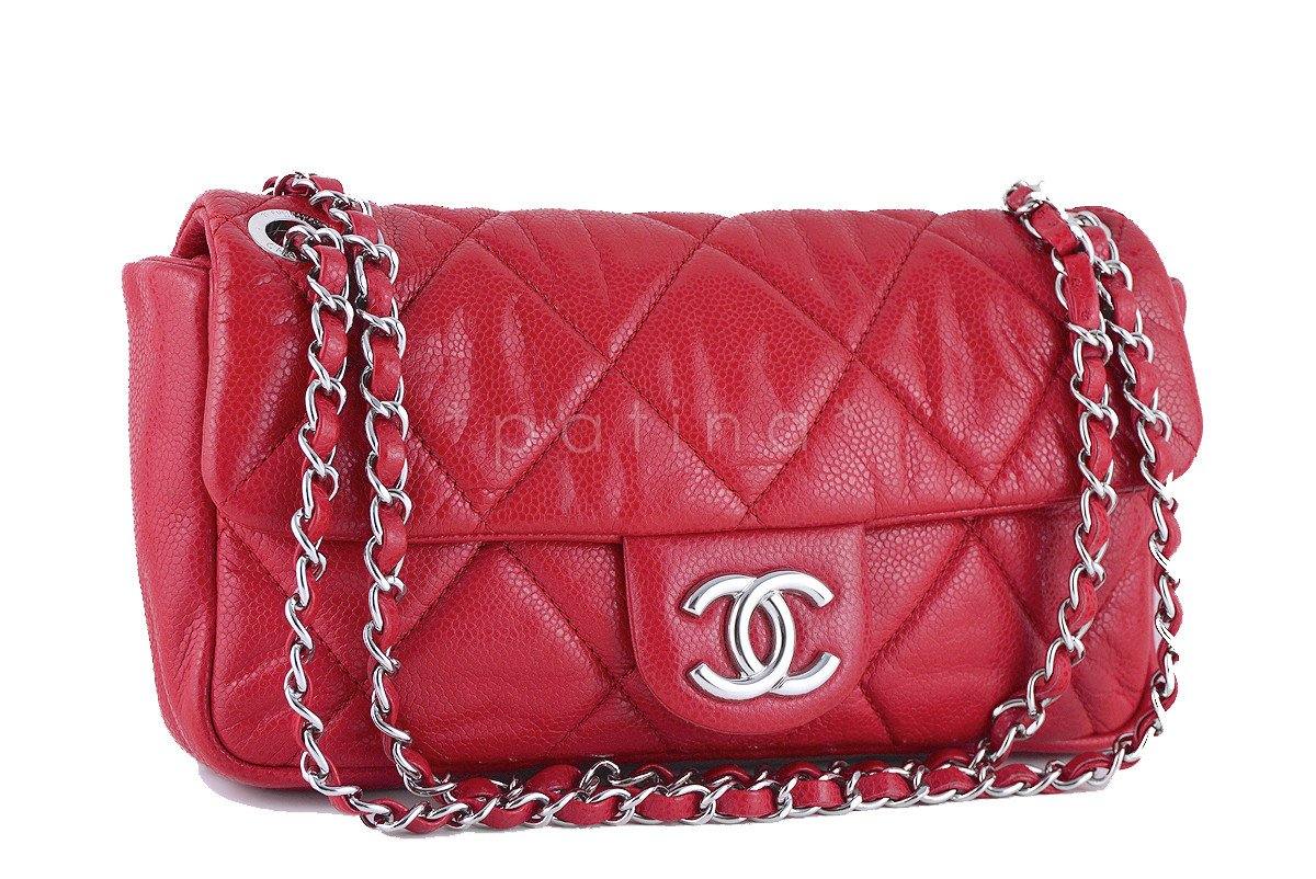 Chanel Red 10in. Soft Caviar Medium Quilted Classic Flap Bag