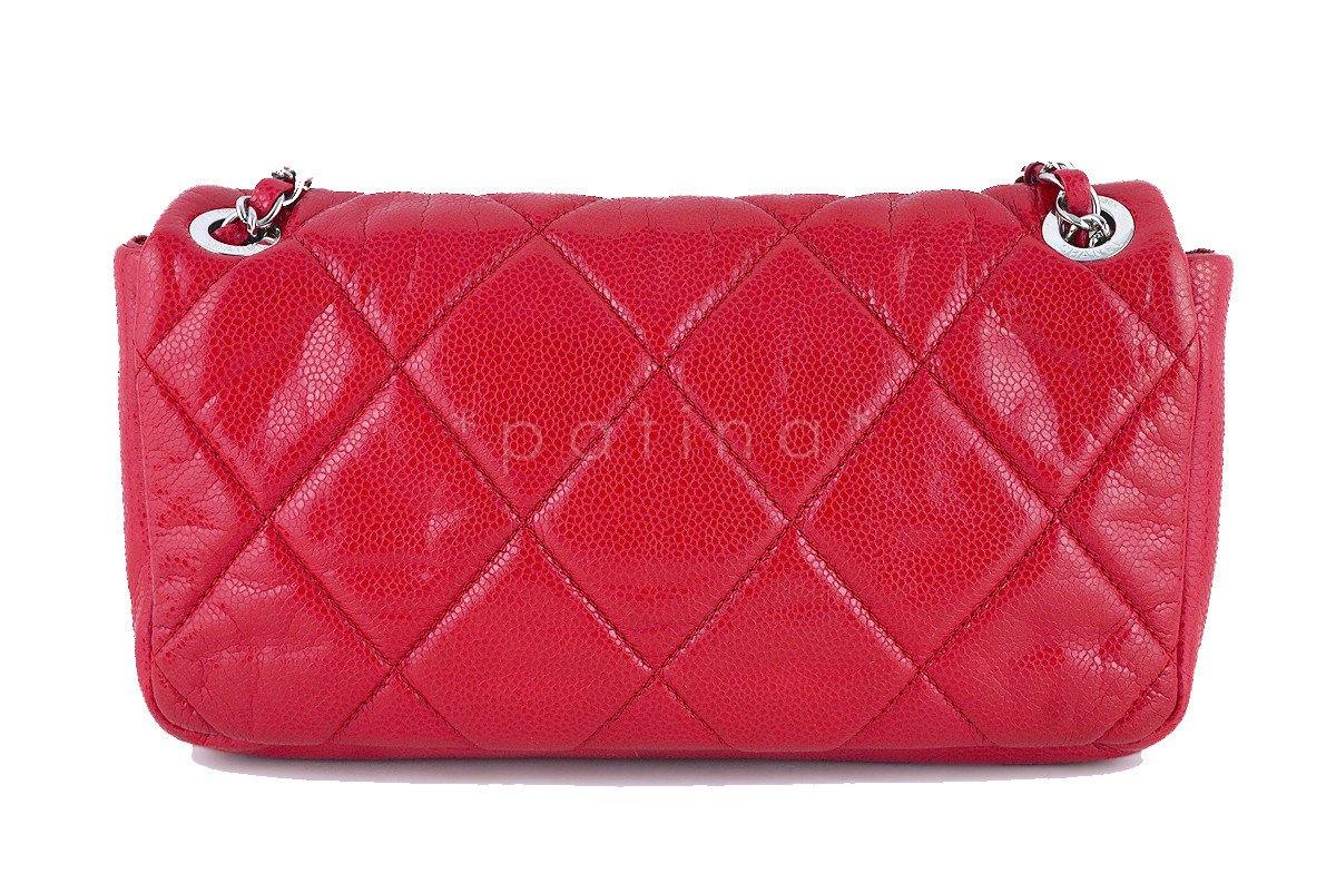 Chanel Red 10in. Soft Caviar Medium Quilted Classic Flap Bag