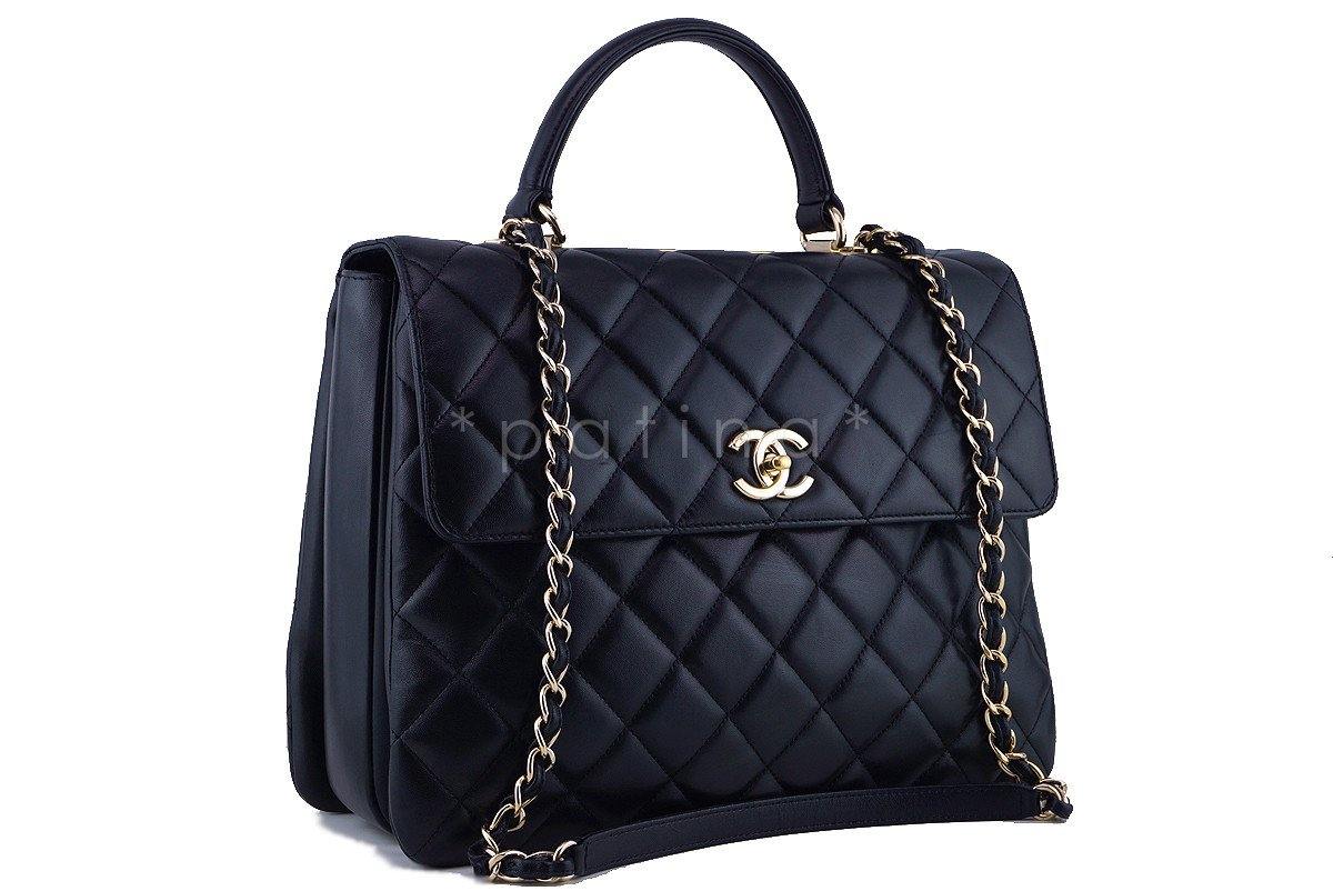 Chanel Black Large Trendy CC Classic Handle Shoulder Tote Bag