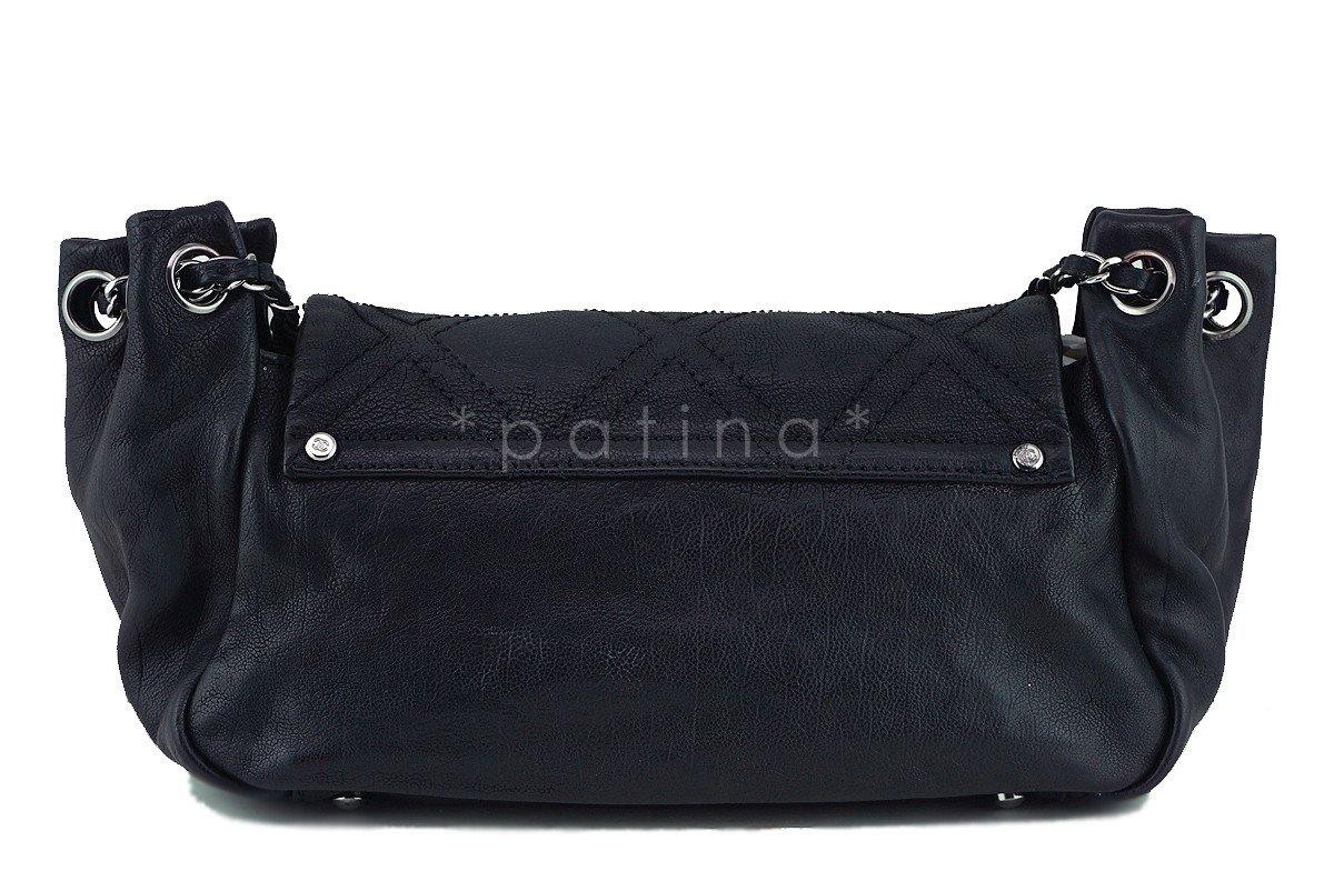 Chanel Black Diamond Stitch Jumbo Accordion Classic Flap Bag