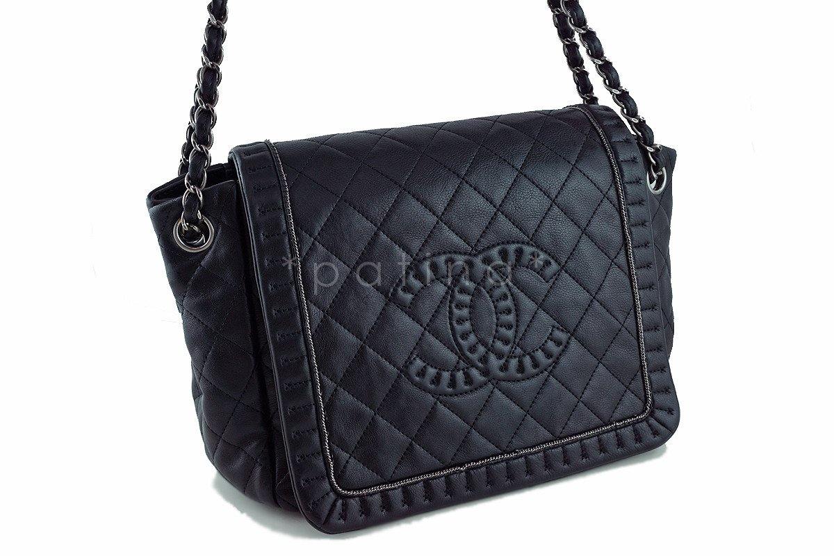 Chanel Black Istanbul Braided Chain Jumbo Flap Bag