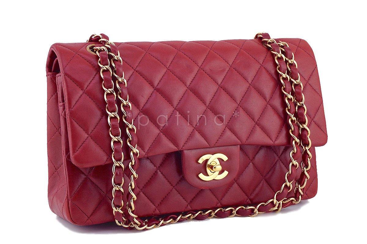 Chanel Dark Red Lambskin Medium-Large Classic 2.55 Double Flap Bag