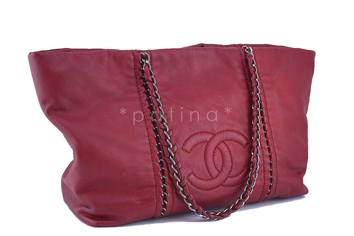 Chanel Red Large Luxury Ligne Soft Calfskin Tote Bag