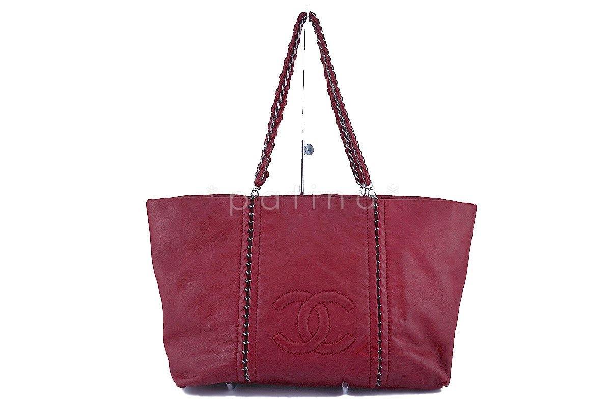 Chanel Red Large Luxury Ligne Soft Calfskin Tote Bag