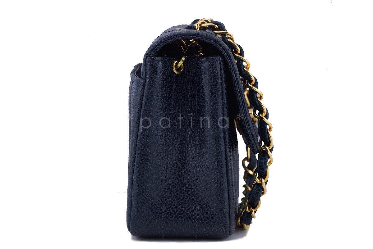 Chanel Vintage Caviar Navy Blue Mademoiselle Classic Mini Flap Bag