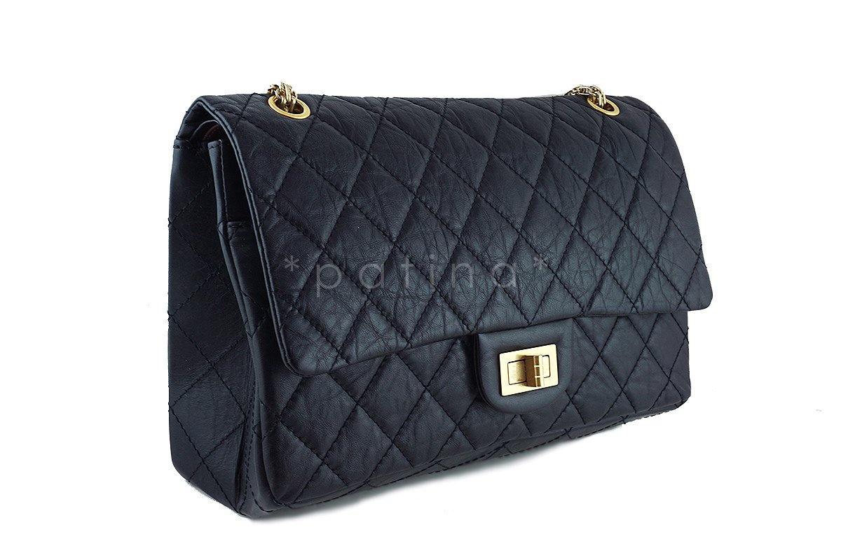 Chanel Black 12in. 227 Reissue 2.55 Jumbo Classic Double Flap Bag