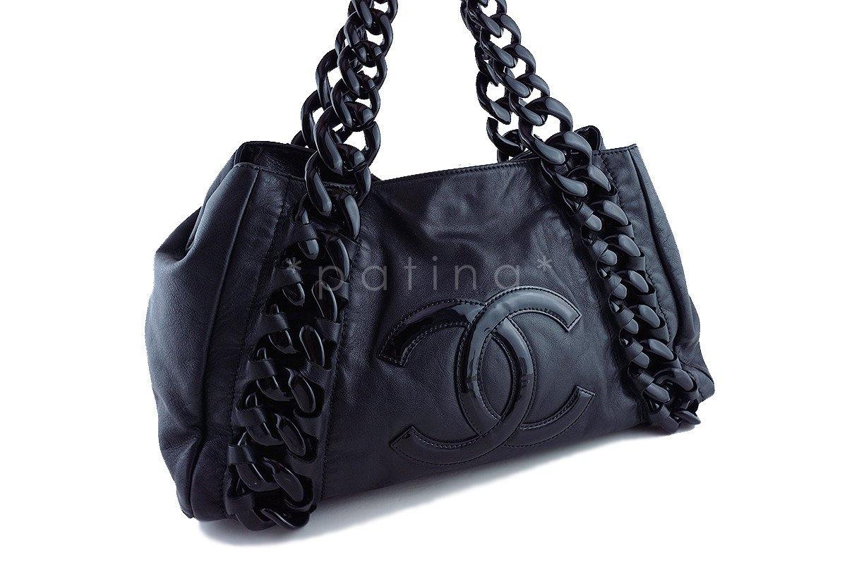 Chanel Black Large Luxury Modern Resin Chain Jumbo Tote Bag