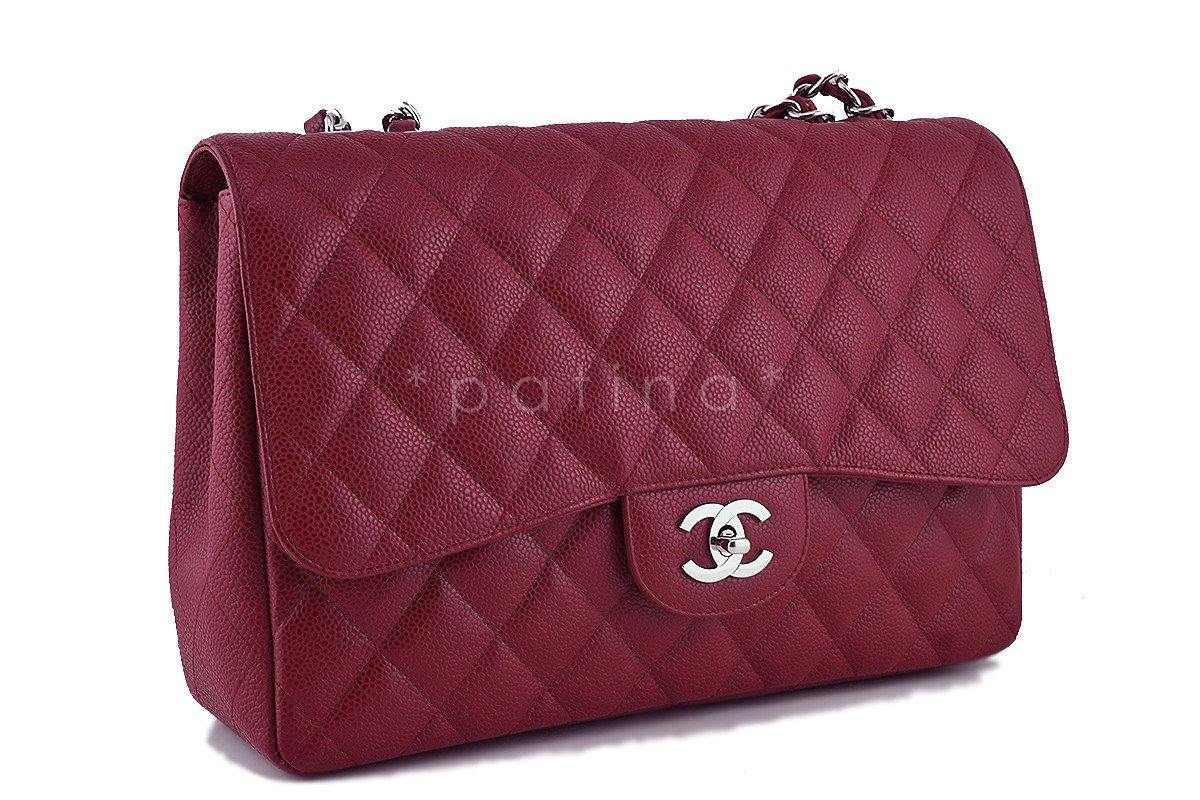 Chanel Dark Red Caviar Jumbo 2.55 Classic Flap Bag