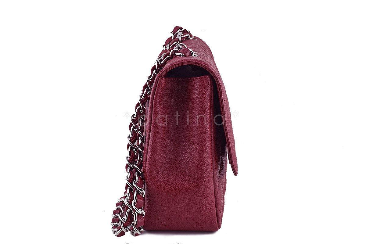 Chanel Dark Red Caviar Jumbo 2.55 Classic Flap Bag