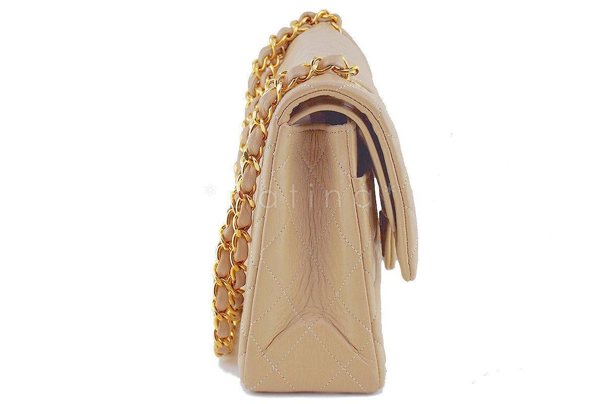 Chanel Beige Lambskin Medium-Large Classic 2.55 Double Flap Bag