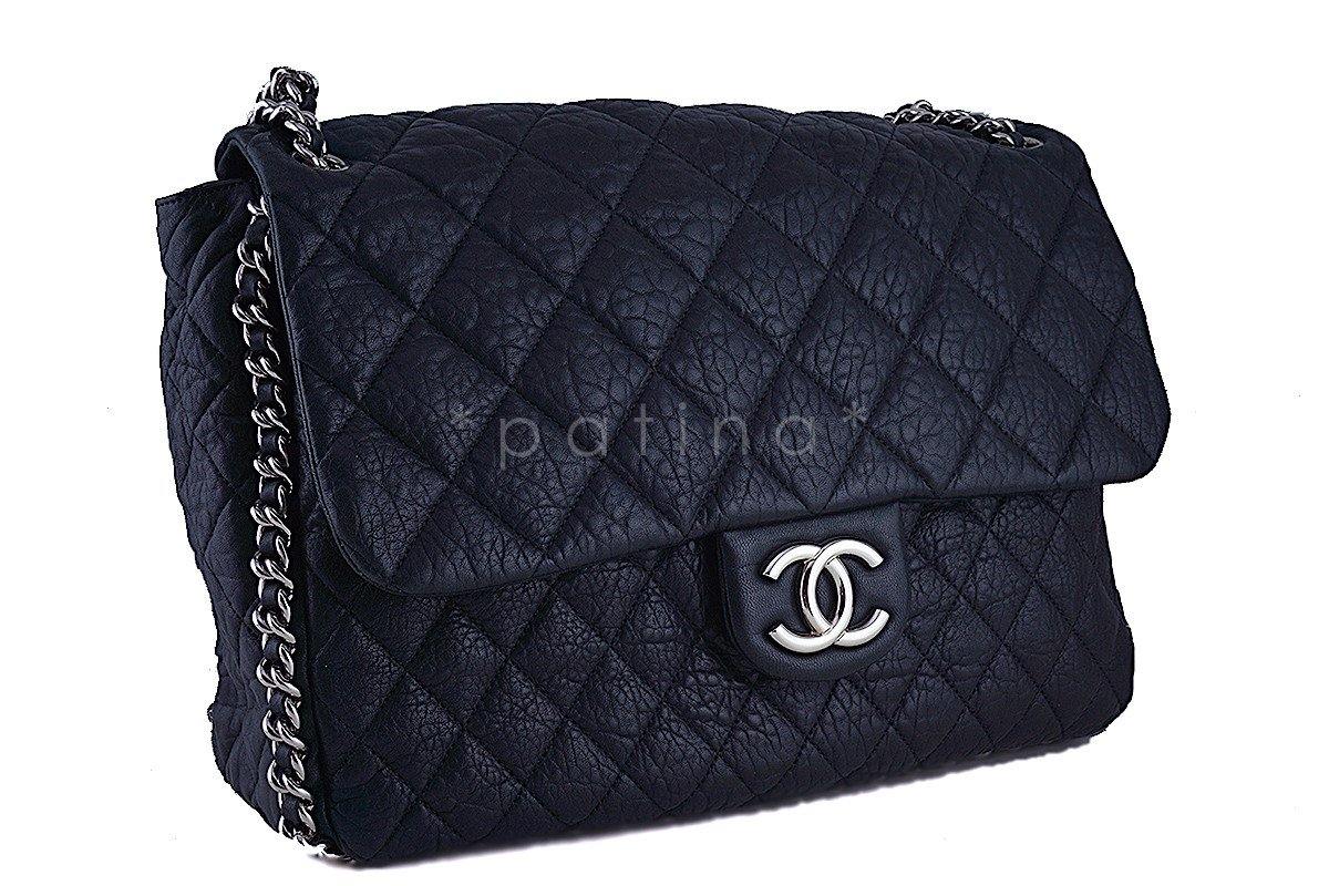Chanel Black Chain Around Maxi Luxe Flap Bag