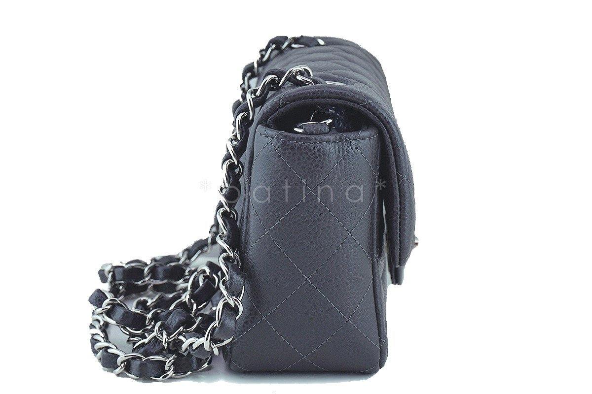 Chanel Dark Gray Classic Quilted Rectangular Mini 2.55 Flap Bag