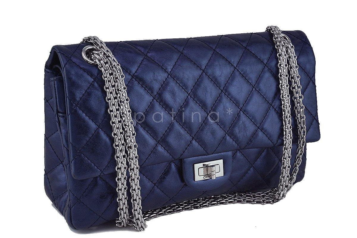 Chanel Metallic Navy Blue Calf 226 Classic Reissue 2.55 Flap Bag