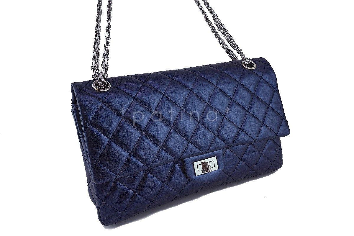 Chanel Metallic Navy Blue Calf 226 Classic Reissue 2.55 Flap Bag