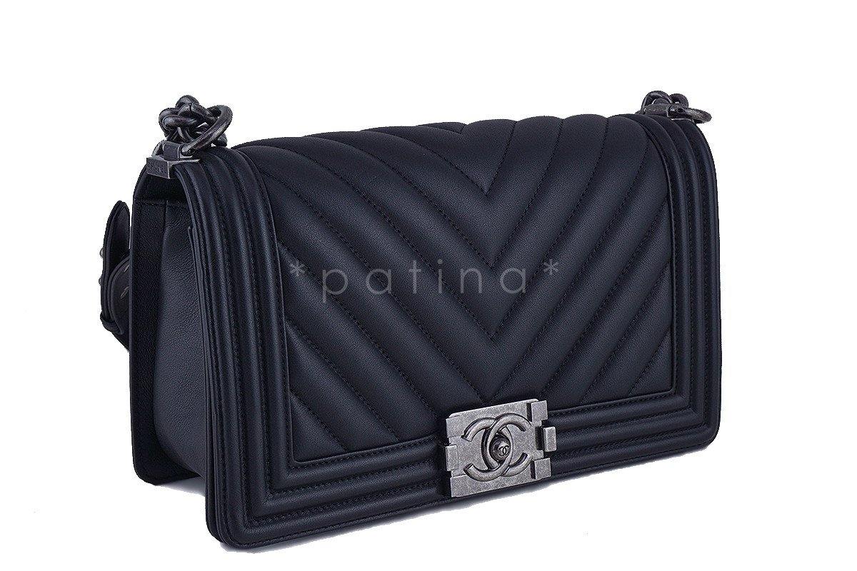 Chanel Black Chevron Medium Le Boy Classic Flap Bag