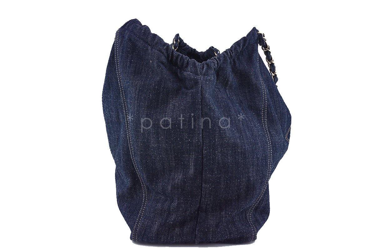 Chanel Blue Dark Denim XL Giant Coco Cabas Tote Bag