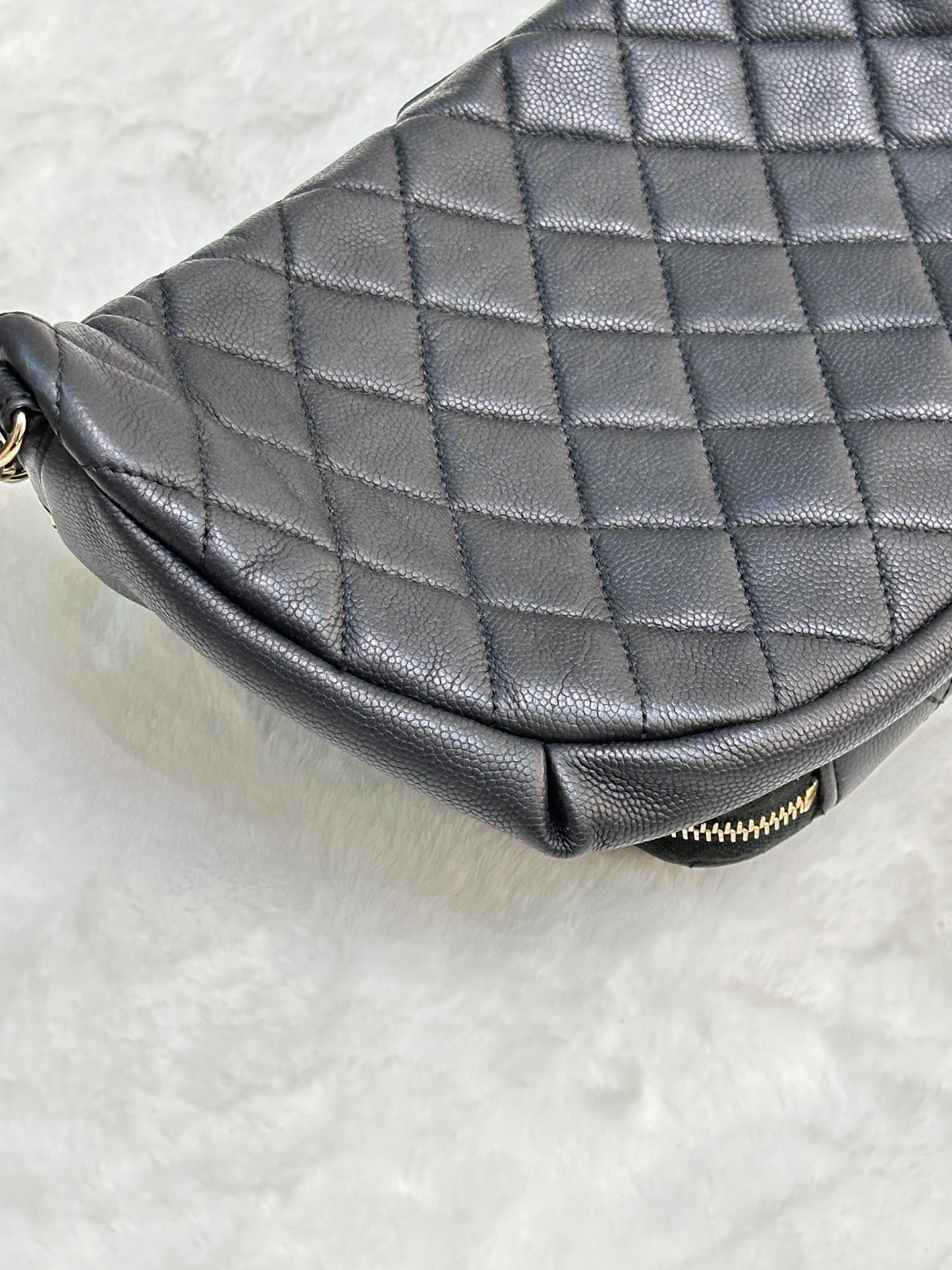Chanel Black Quilted Caviar Leather Business Affinity Waist Belt Bag