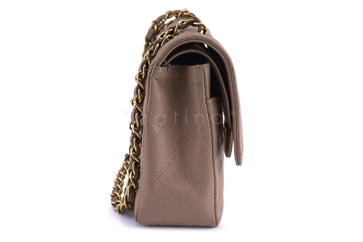 Chanel Taupe Beige Caviar Medium Classic 2.55 Double Flap Bag