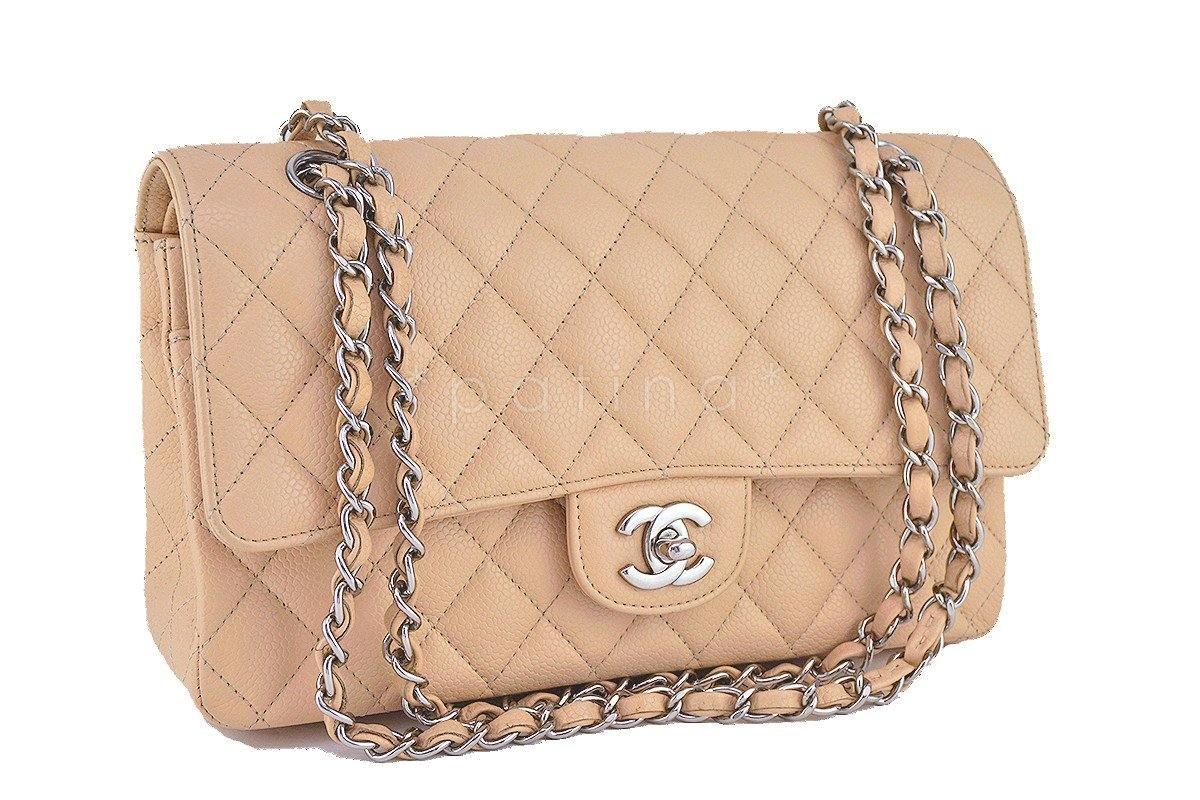 Chanel Beige Clair Caviar Medium Classic 2.55 Double Flap Bag