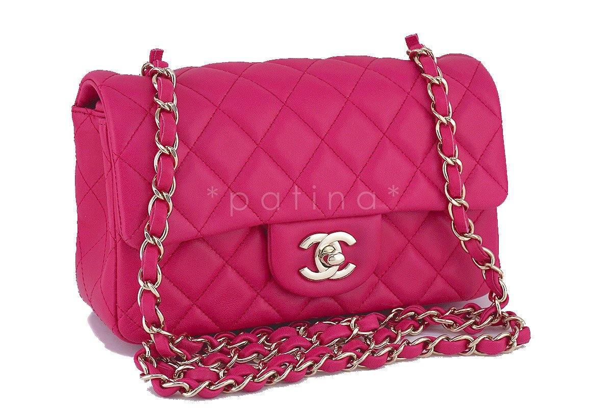 Chanel Fuchsia Pink Classic Quilted Rectangular Mini 2.55 Flap Bag, GHW