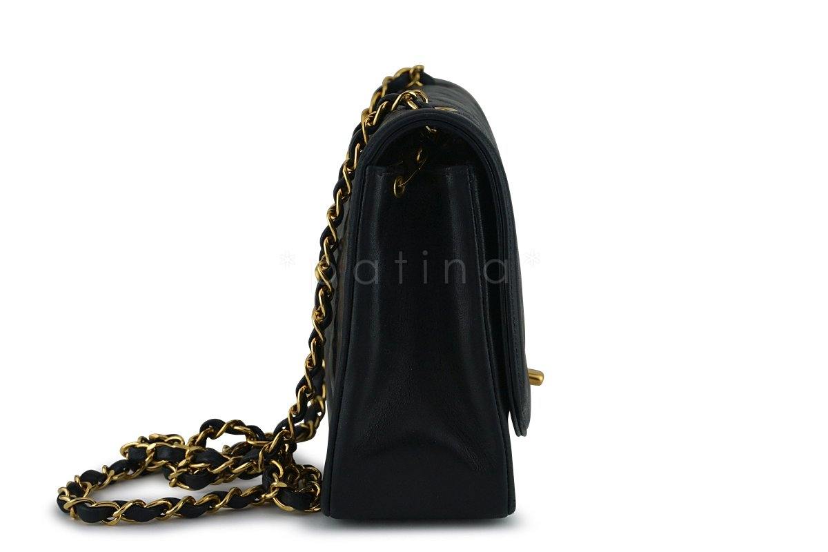 Chanel Black Vintage Quilted Classic "Diana" Shoulder Flap Bag 24k GHW