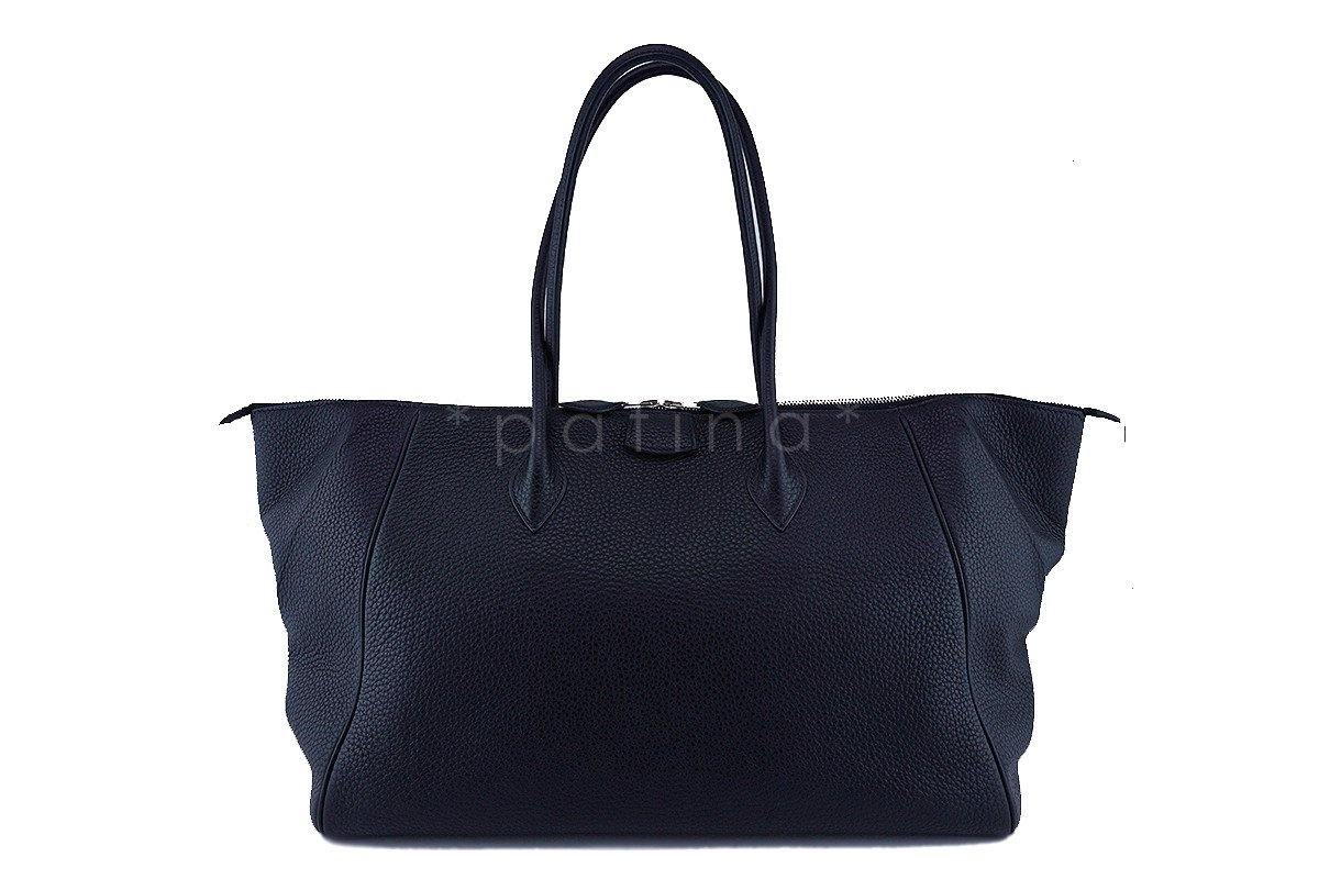 Hermes Black Clemence 37cm Paris Bombay Shoulder Tote Bag