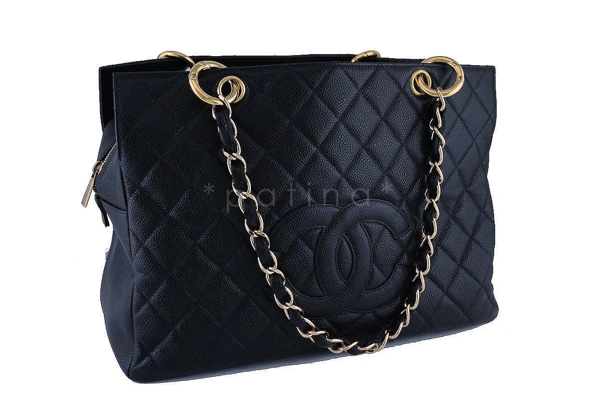 Chanel Black Caviar Classic Grand Shopper Tote GST Shopping Bag