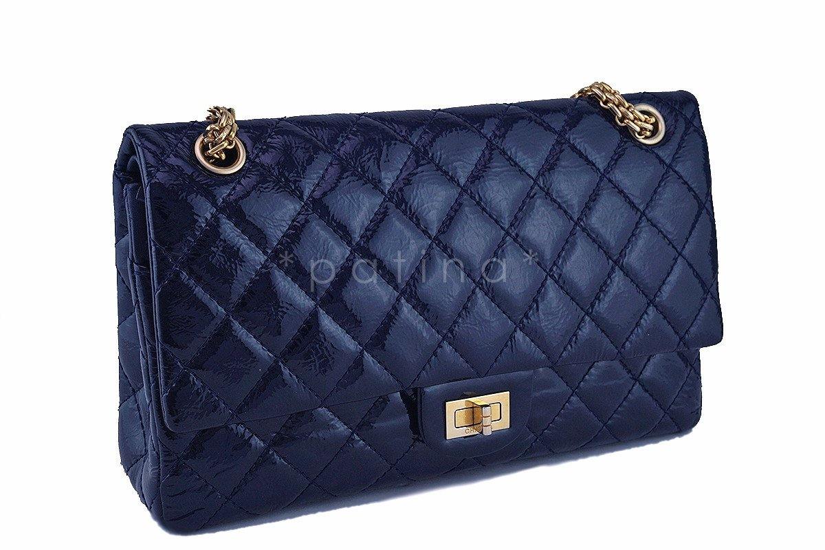 Chanel Navy Blue Patent 226 Reissue Classic 2.55 Double Flap Bag