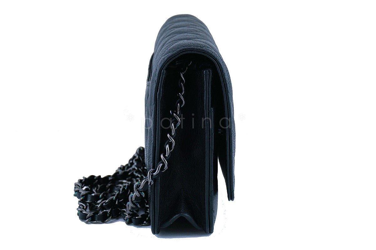 17S Chanel So Black Classic Quilted WOC Wallet on Chain Flap Bag