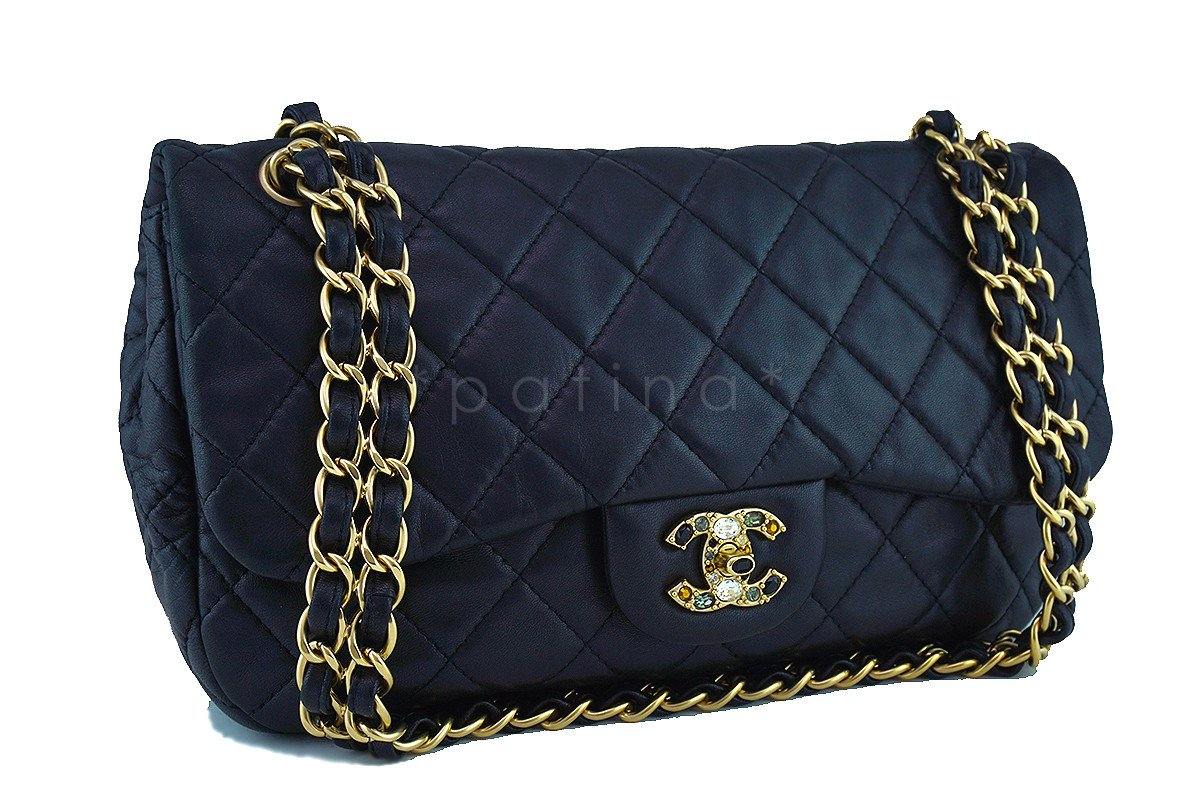 Chanel Black Precious Jewel Limited Jumbo Flap Bag