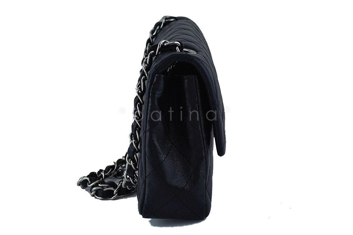 Chanel Black Lambskin East West Classic 2.55 Shoulder Flap Bag