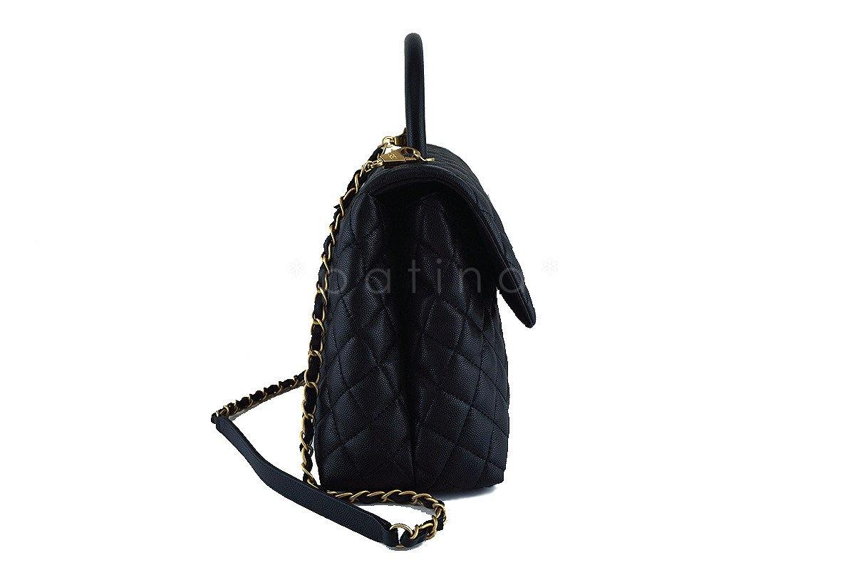 Chanel Black Large Caviar Coco Handle Shoulder Flap Kelly 2-Way Tote Bag GHW