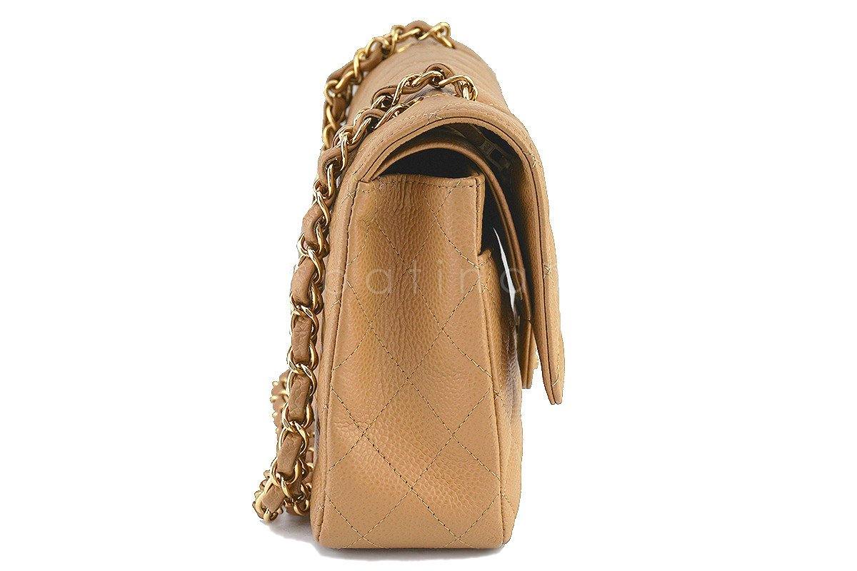 Chanel Camel Beige Caviar Medium Classic 2.55 Double Flap Bag GHW