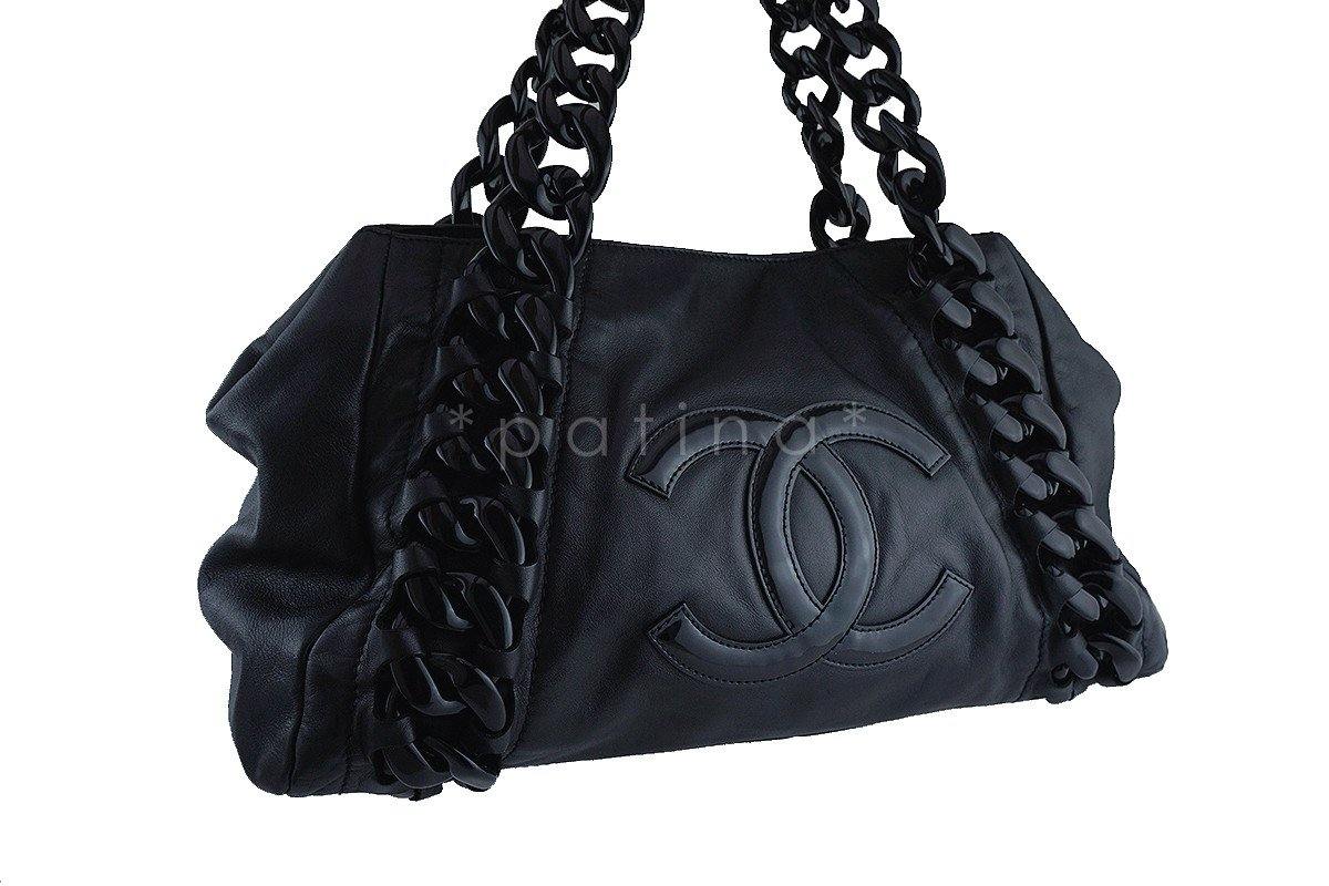 Chanel Black Large Luxury Modern Resin Chain Jumbo Tote Bag