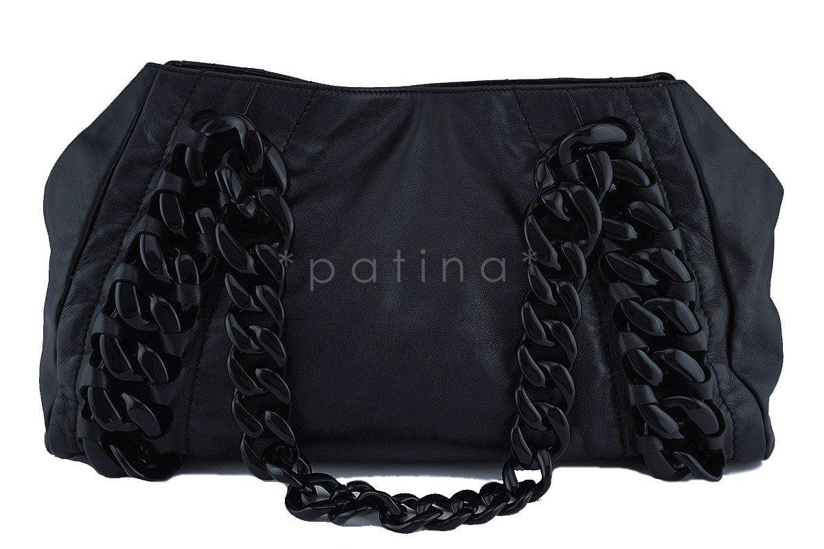 Chanel Black Large Luxury Modern Resin Chain Jumbo Tote Bag