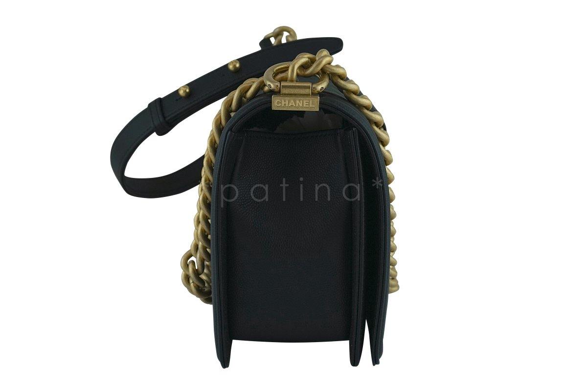 NWT 17A Chanel Black Boy Classic Flap Medium Caviar Bag