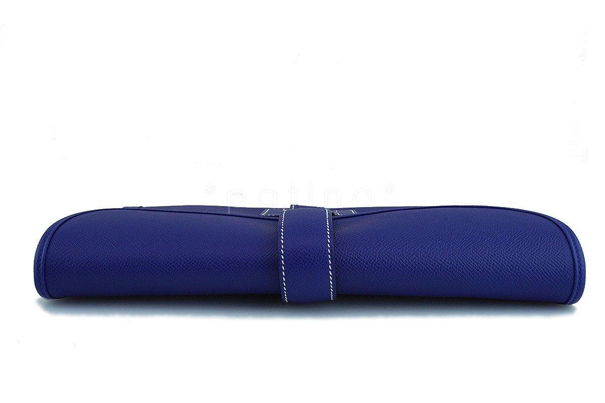 New 2017 Hermes 29cm Electric Blue Jige Clutch Bag NIB