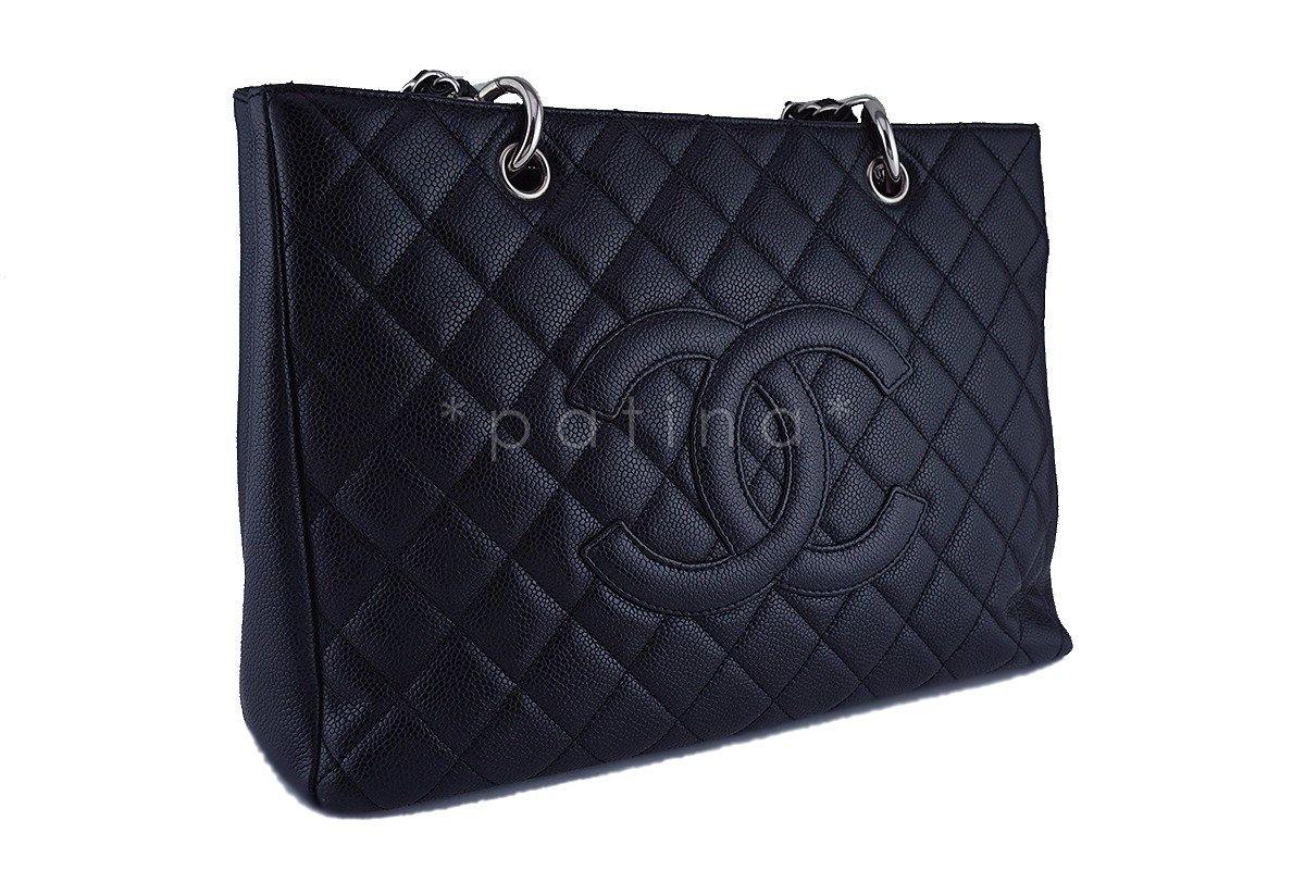 Chanel Black Caviar Classic Grand Shopper Tote GST Shopping Bag SHW
