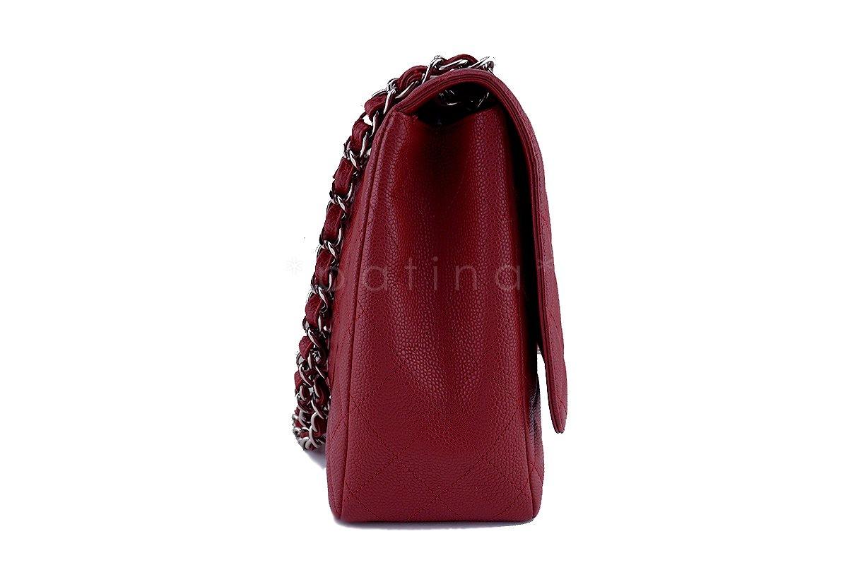 Chanel Red Caviar Maxi Quilted Classic 2.55 Jumbo XL Flap Bag SHW